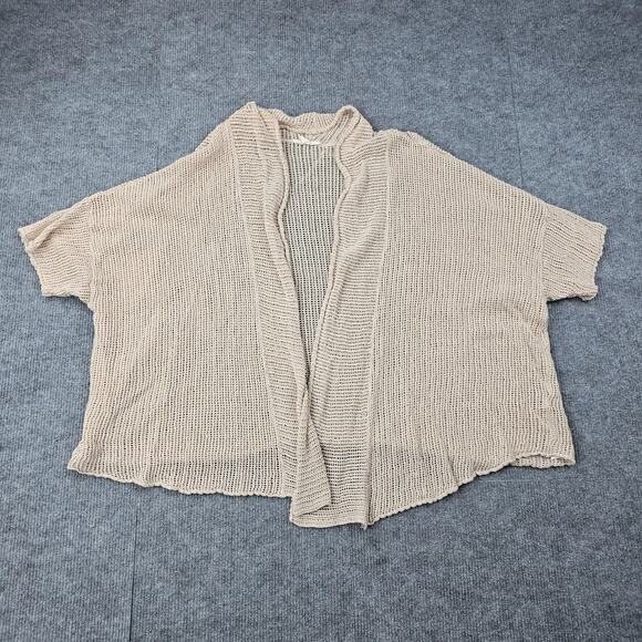 Eileen Fisher Cardigan Womens 3X Beige Organic Linen Open Front Knit Lightweight - Picture 2 of 7